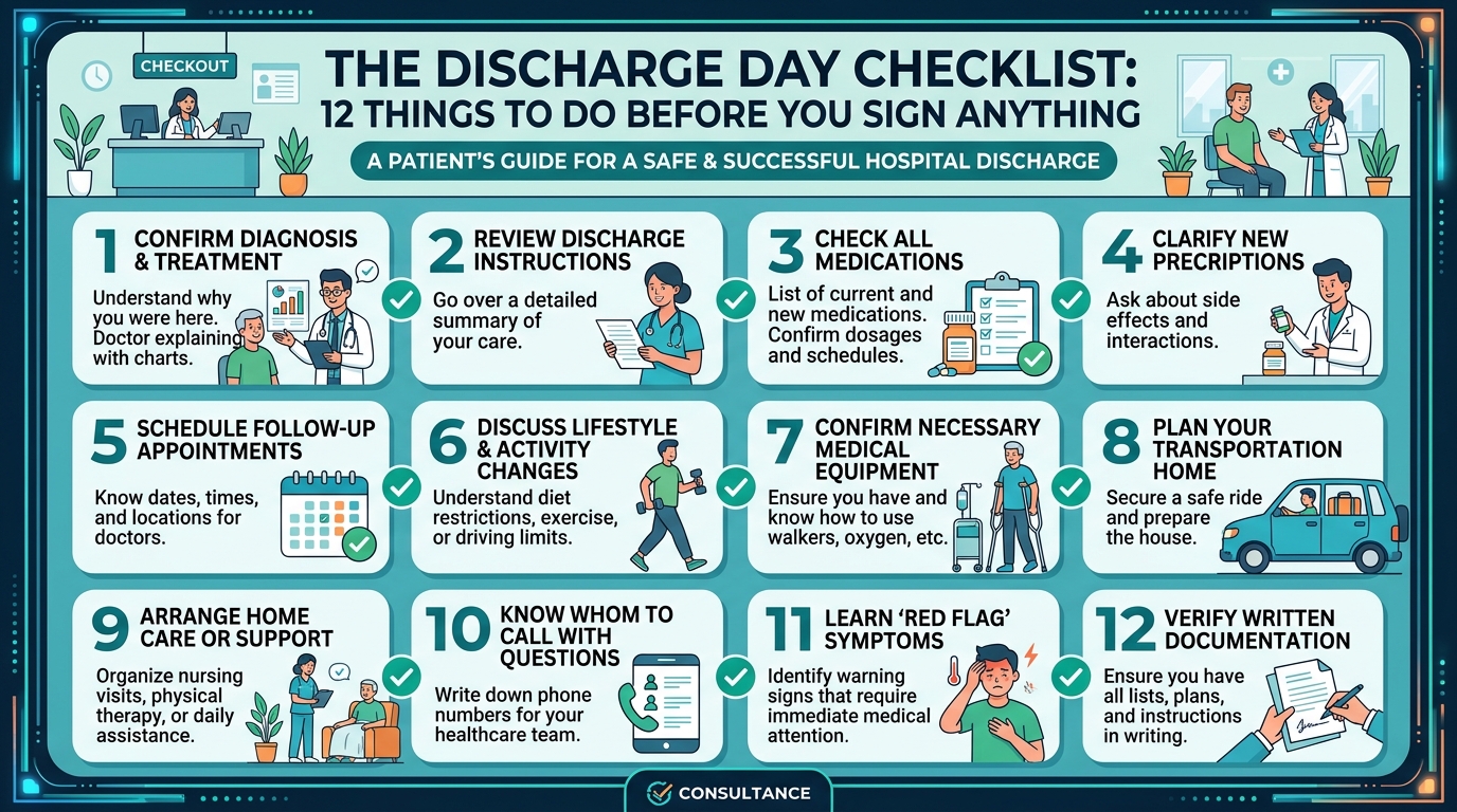 The Discharge Day Checklist: 12 Things to Do Before You Sign Anything
